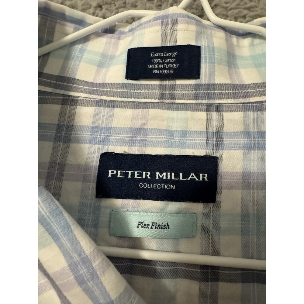 Peter Millar Collection Flex Finish Plaid Long Sleeve Cotton Shirt Size XL - Picture 3 of 7